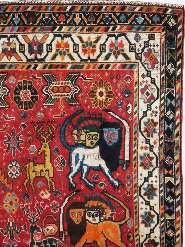 Antique Persian Afshar Pictorial Rug, No.12214 - Gss