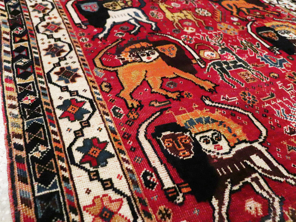 Antique Persian Afshar Pictorial Rug, No.12214 - Gss