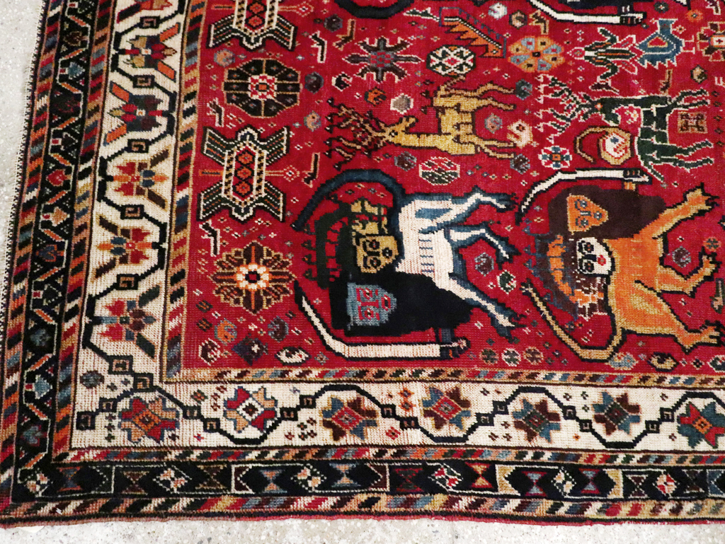 Antique Persian Afshar Pictorial Rug, No.12214 - Gss