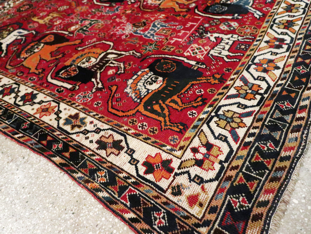 Antique Persian Afshar Pictorial Rug, No.12214 - Gss