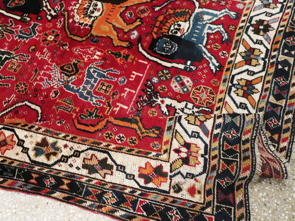 Antique Persian Afshar Pictorial Rug, No.12214 - Gss