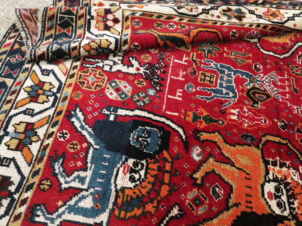 Antique Persian Afshar Pictorial Rug, No.12214 - Gss