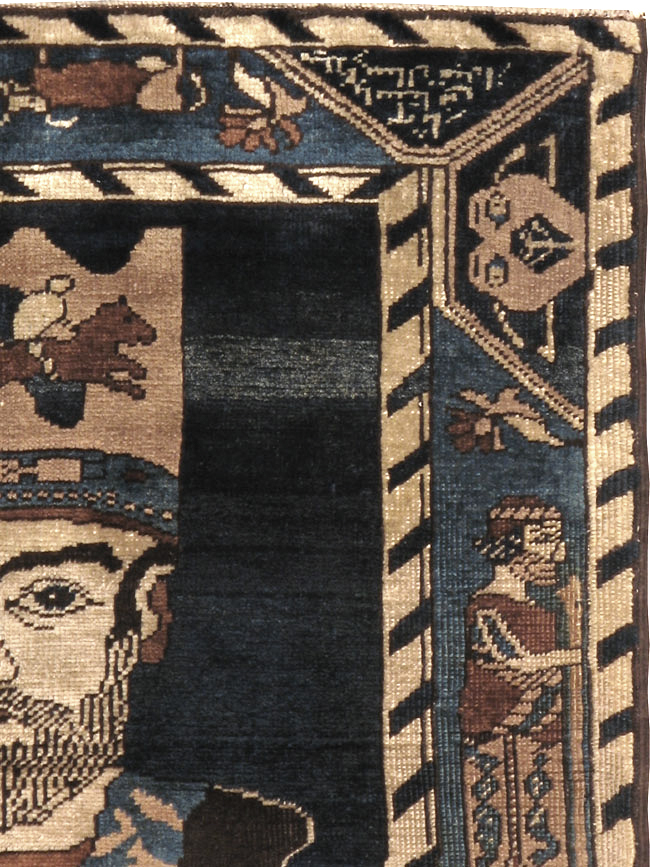 Antique Persian Bakshaish Pictorial Rug, No.12215 - Gss