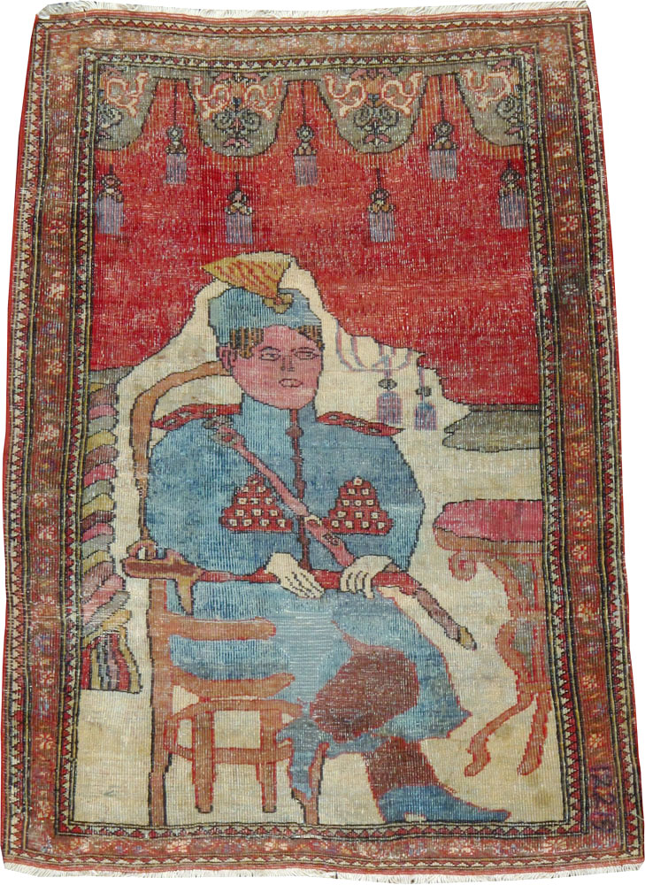 Antique Persian Tabriz Pictorial Rug, No.12219 - Gss