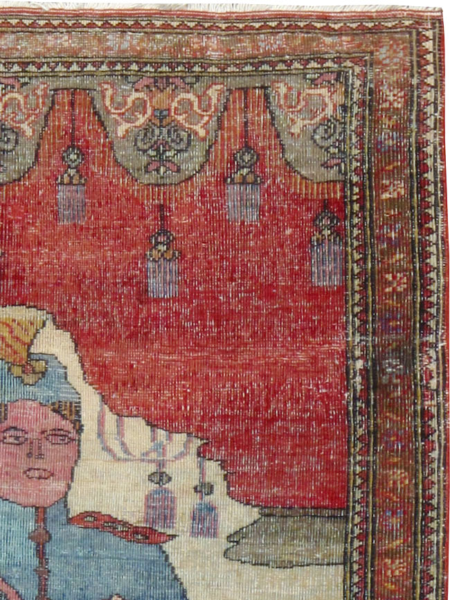 Antique Persian Tabriz Pictorial Rug, No.12219 - Gss