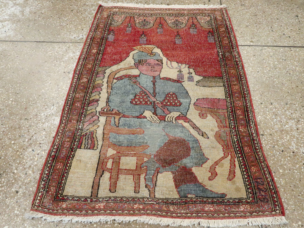 Antique Persian Tabriz Pictorial Rug, No.12219 - Gss