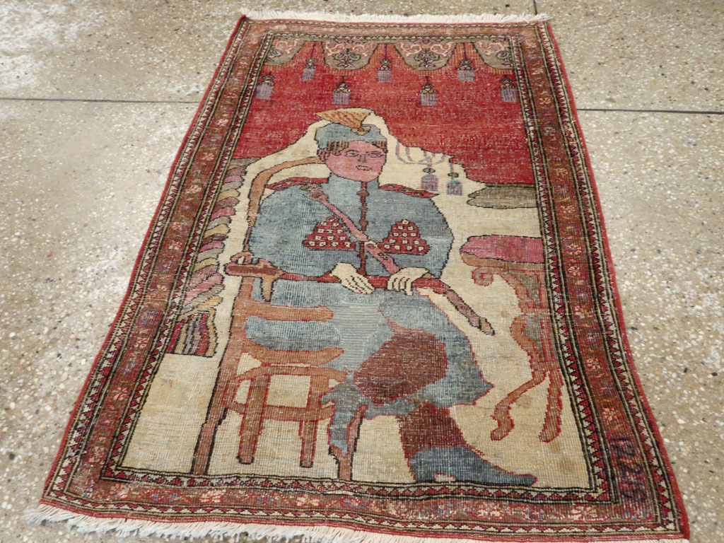 Antique Persian Tabriz Pictorial Rug, No.12219 - Gss