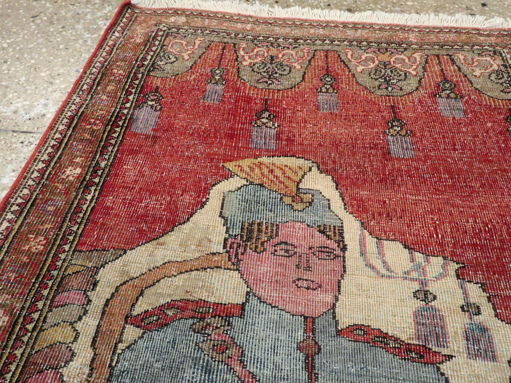 Antique Persian Tabriz Pictorial Rug, No.12219 - Gss