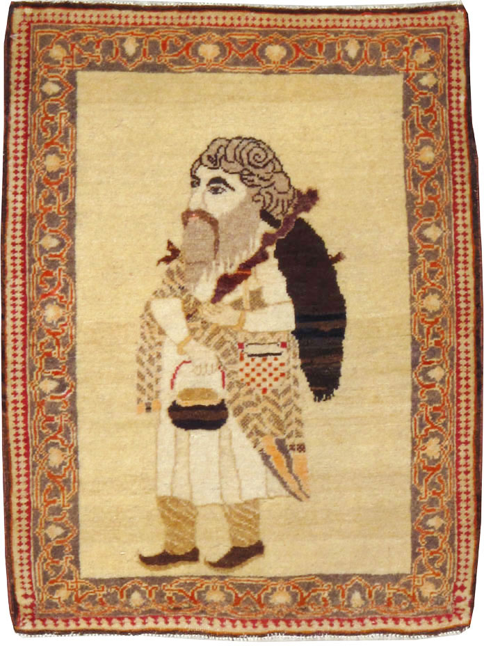 Vintage Persian Tabriz Pictorial Rug, No.12221 - Gss