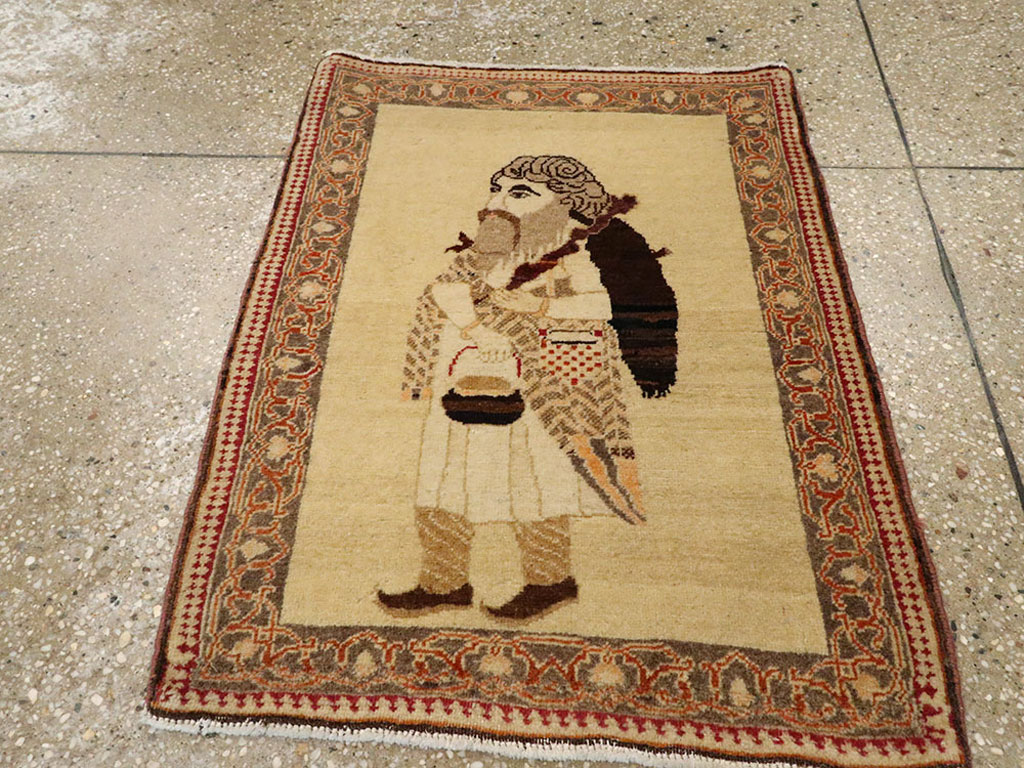 Vintage Persian Tabriz Pictorial Rug, No.12221 - Gss