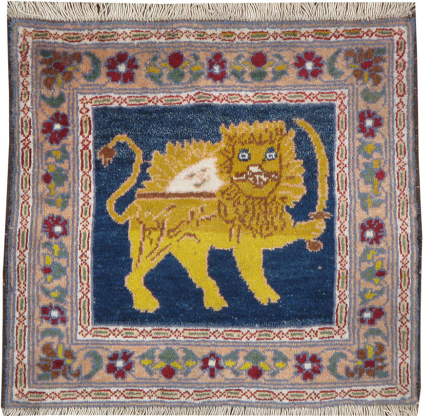 Vintage Persian Hamadan Pictorial Rug, No.12222 - Gss