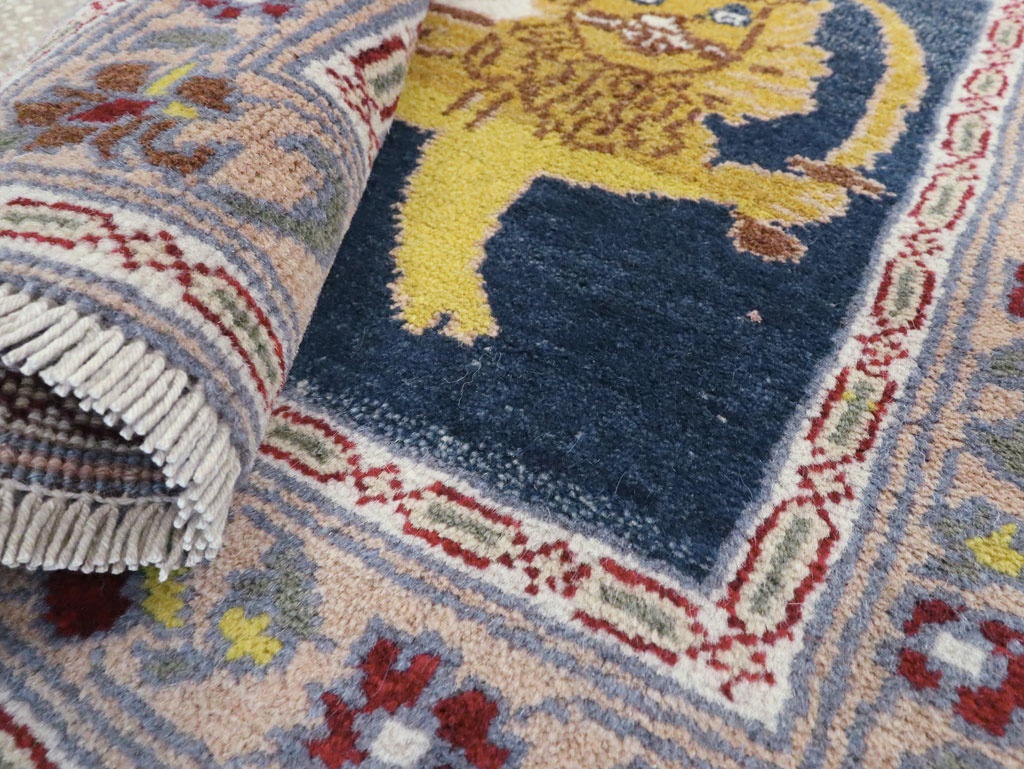 Vintage Persian Hamadan Pictorial Rug, No.12222 - Gss