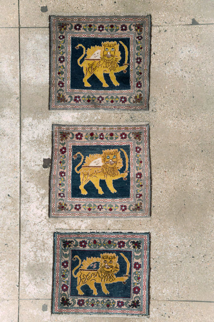 Vintage Persian Hamadan Pictorial Rug, No.12223 - Gss