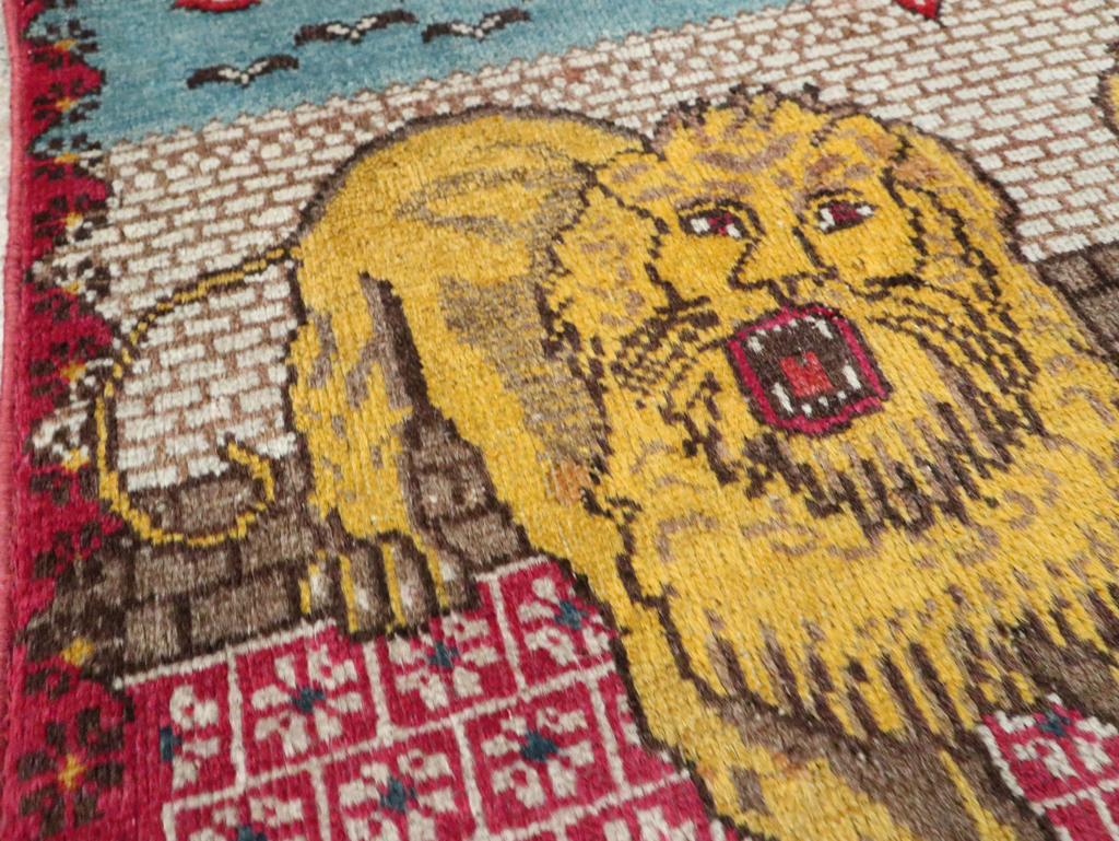 Vintage Persian Pictorial Tabriz Throw Rug (Pair: 1 of 2), No.12227 - Gss