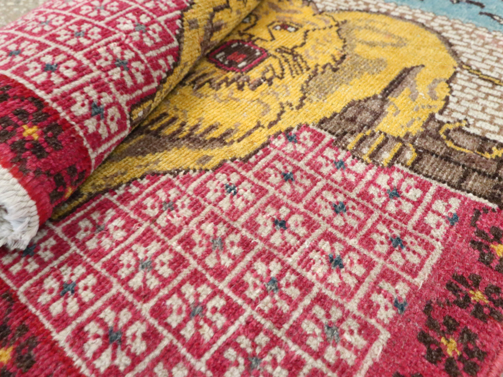 Vintage Persian Pictorial Tabriz Throw Rug (Pair: 1 of 2), No.12227 - Gss