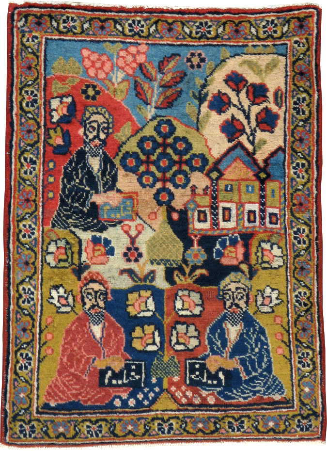 Antique Persian Tabriz Pictorial Rug, No.12233 - Gss