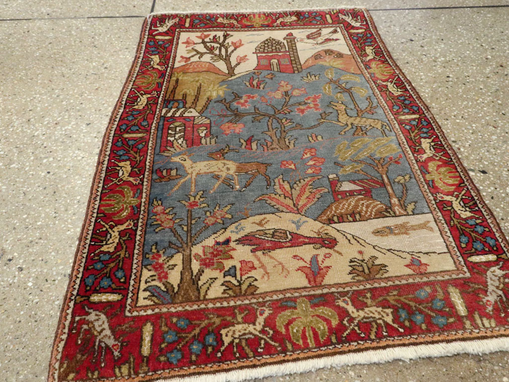 Antique Persian Tabriz Pictorial Rug, No.12234 - Gss