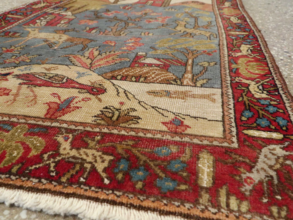 Antique Persian Tabriz Pictorial Rug, No.12234 - Gss
