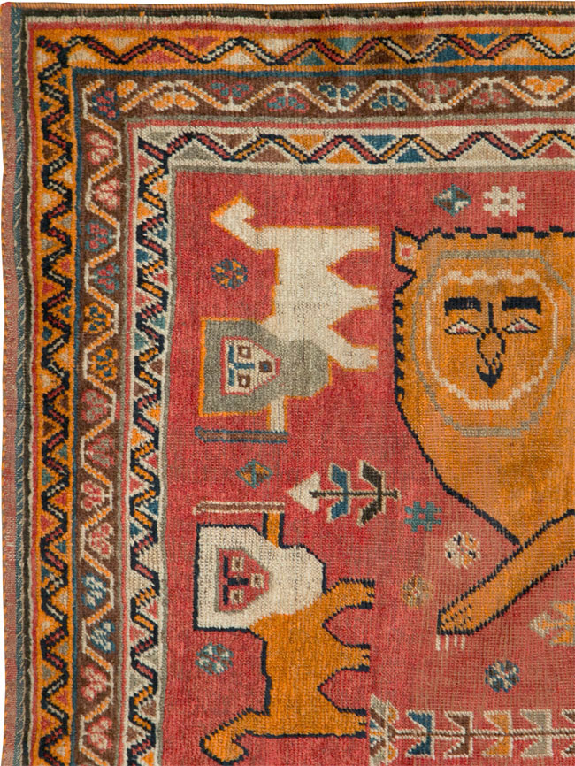 Antique Persian Gabbeh Pictorial Accent Rug, No.12235 - Gss