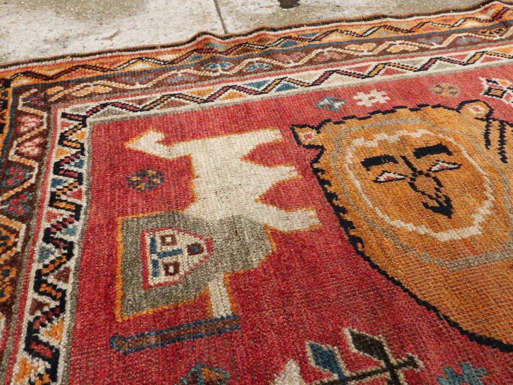 Antique Persian Gabbeh Pictorial Accent Rug, No.12235 - Gss