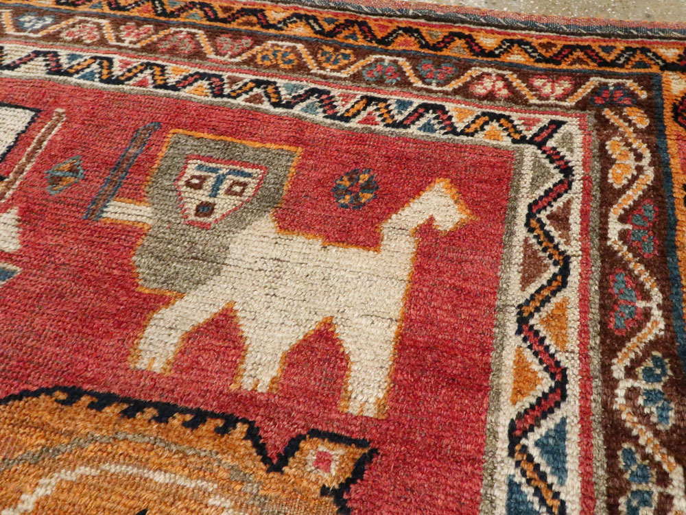 Antique Persian Gabbeh Pictorial Accent Rug, No.12235 - Gss