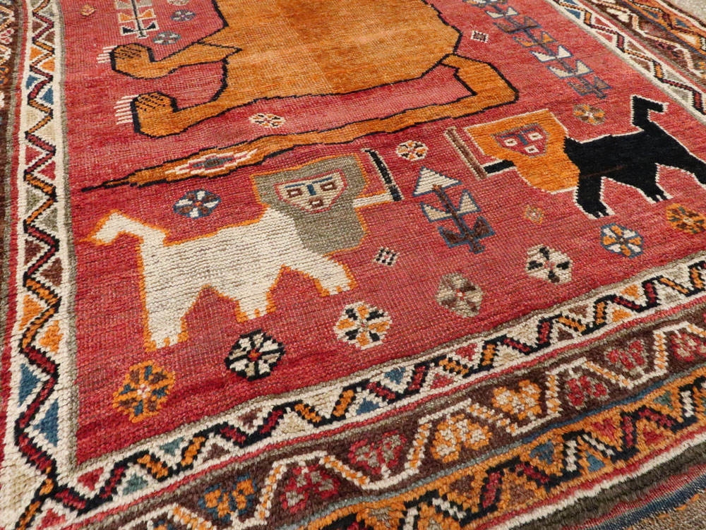 Antique Persian Gabbeh Pictorial Accent Rug, No.12235 - Gss