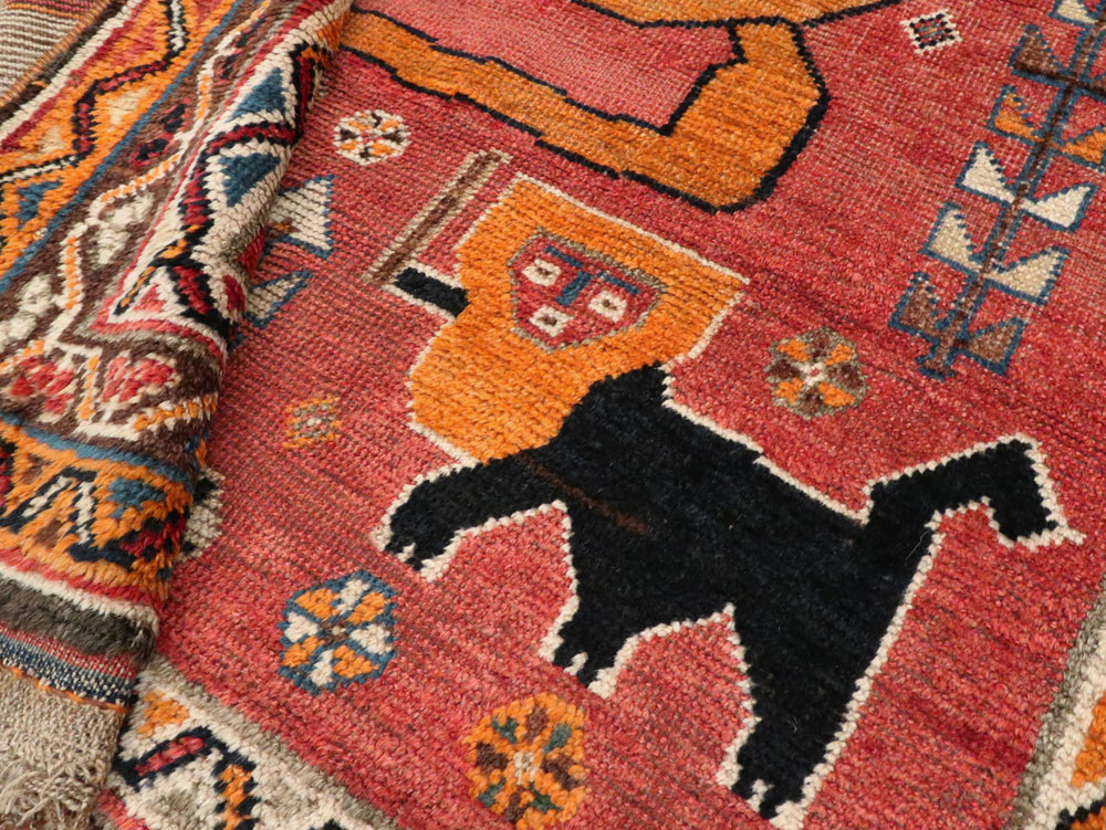 Antique Persian Gabbeh Pictorial Accent Rug, No.12235 - Gss