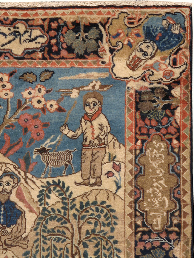 Vintage Persian Tabriz Pictorial Rug, No.12246 - Gss