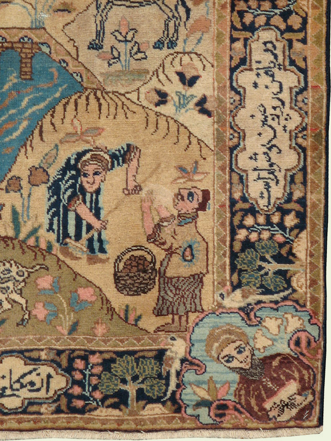 Vintage Persian Tabriz Pictorial Rug, No.12246 - Gss