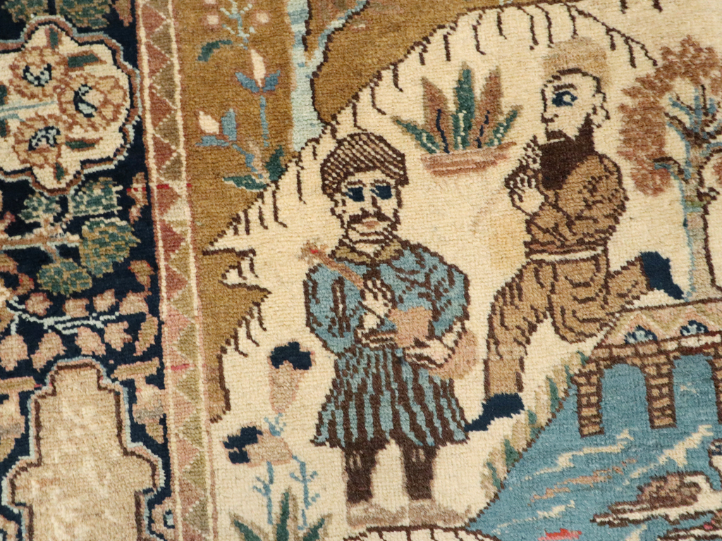 Vintage Persian Tabriz Pictorial Rug, No.12246 - Gss