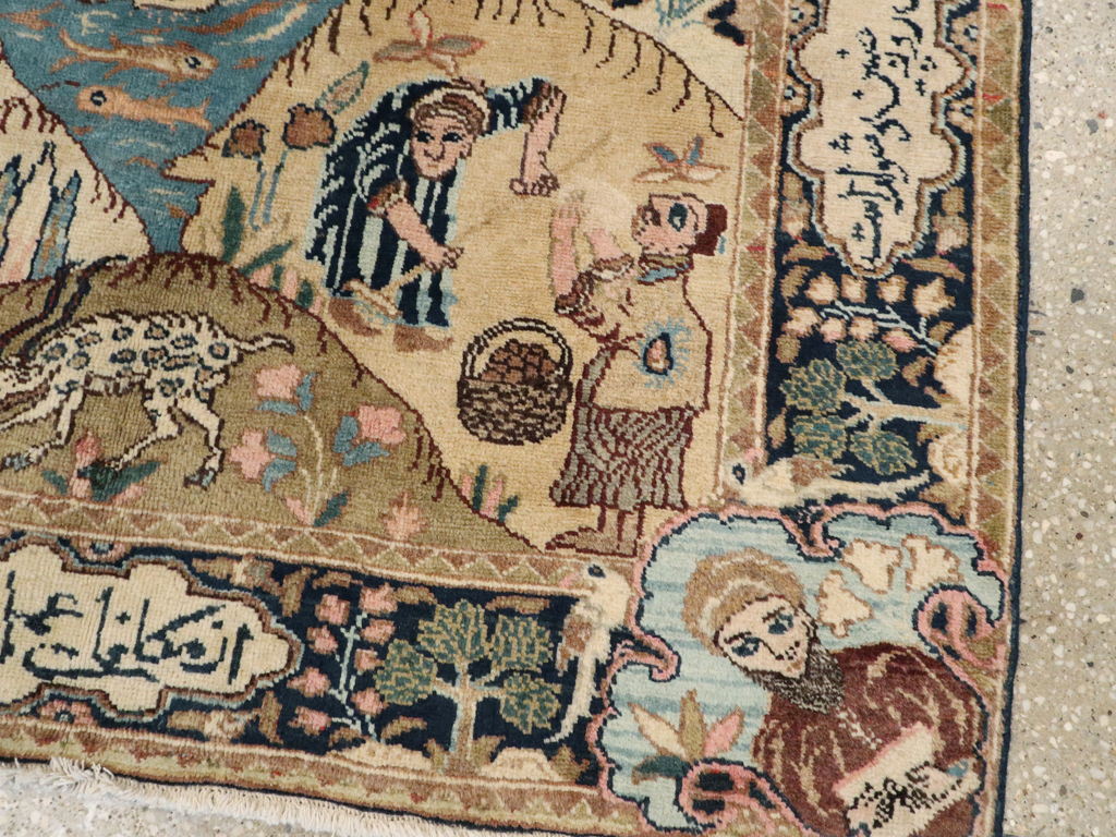Vintage Persian Tabriz Pictorial Rug, No.12246 - Gss