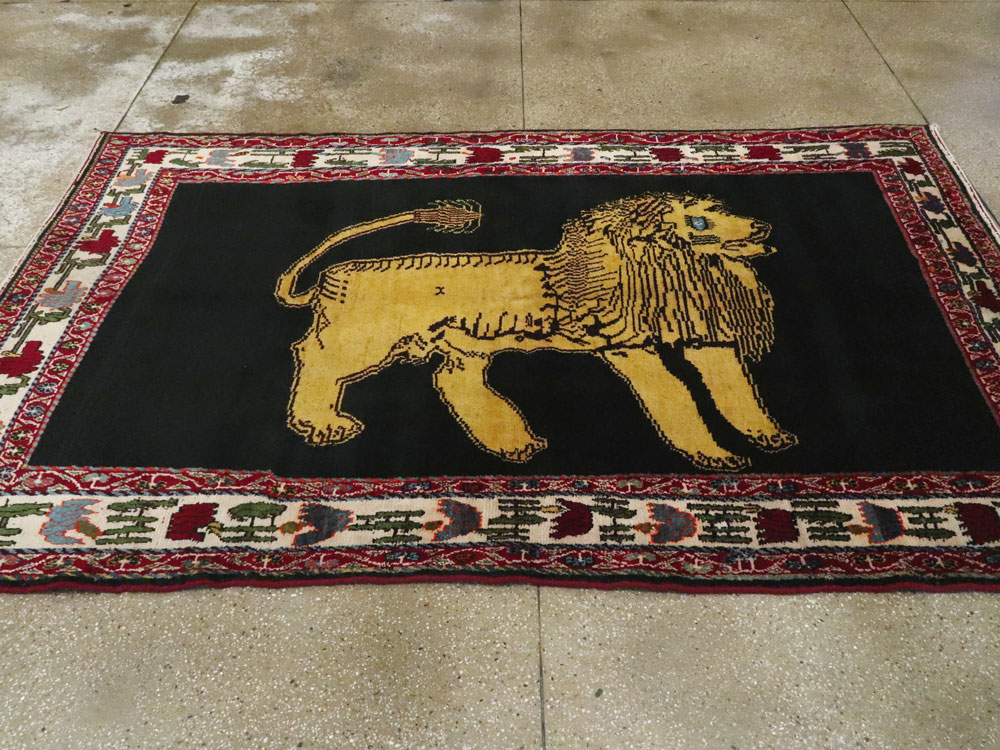 Vintage Persian Gabbeh Pictorial Rug, No.12256 - Gss