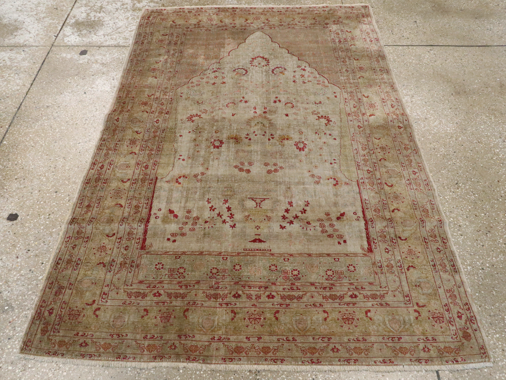 Antique Turkish Herekeh Silk Rug, No.12472 - Gss