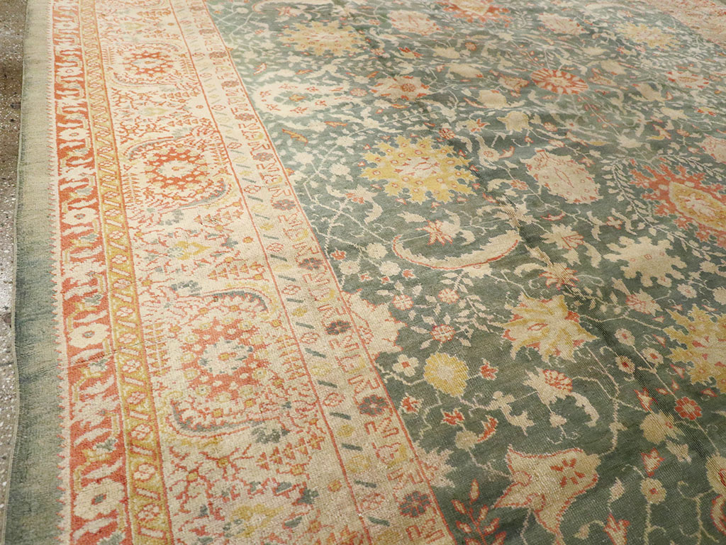 Antique Turkish Oushak Large Room Size Carpet, No.12639 - Gss
