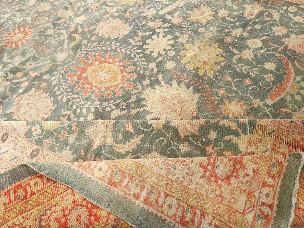 Antique Turkish Oushak Large Room Size Carpet, No.12639 - Gss