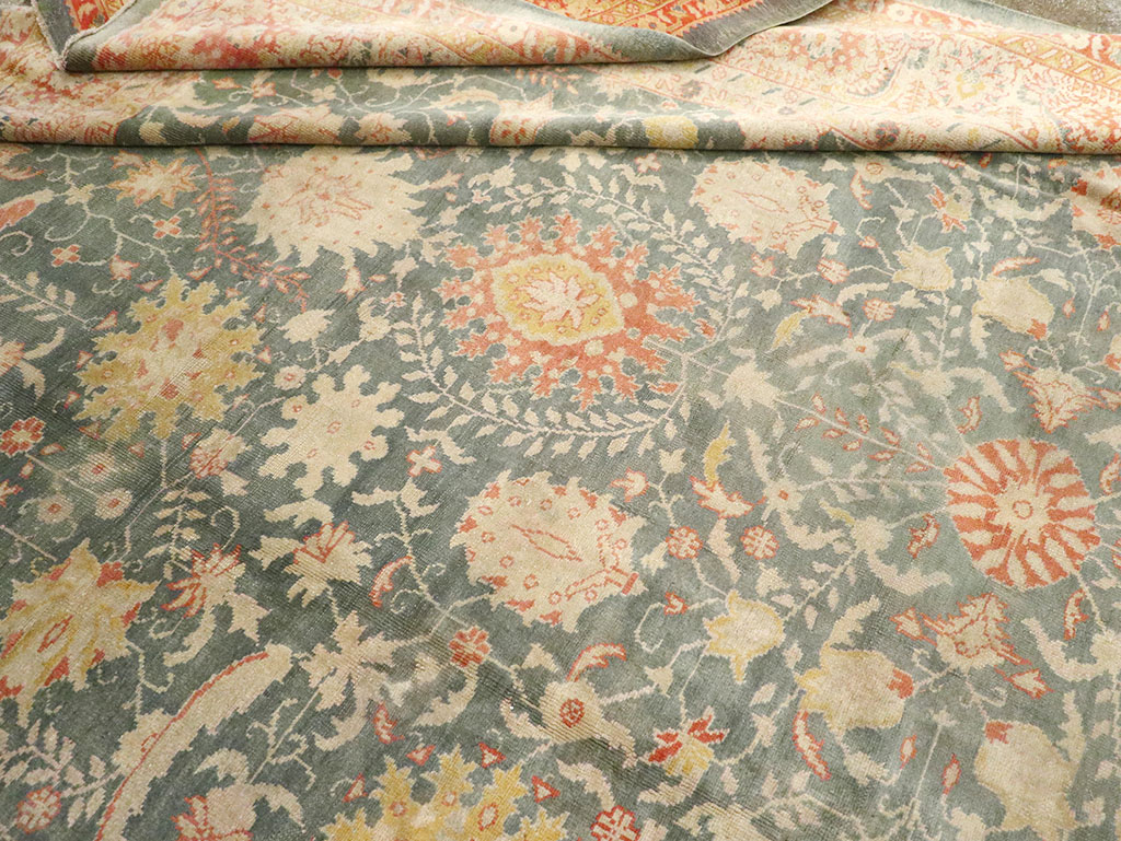 Antique Turkish Oushak Large Room Size Carpet, No.12639 - Gss