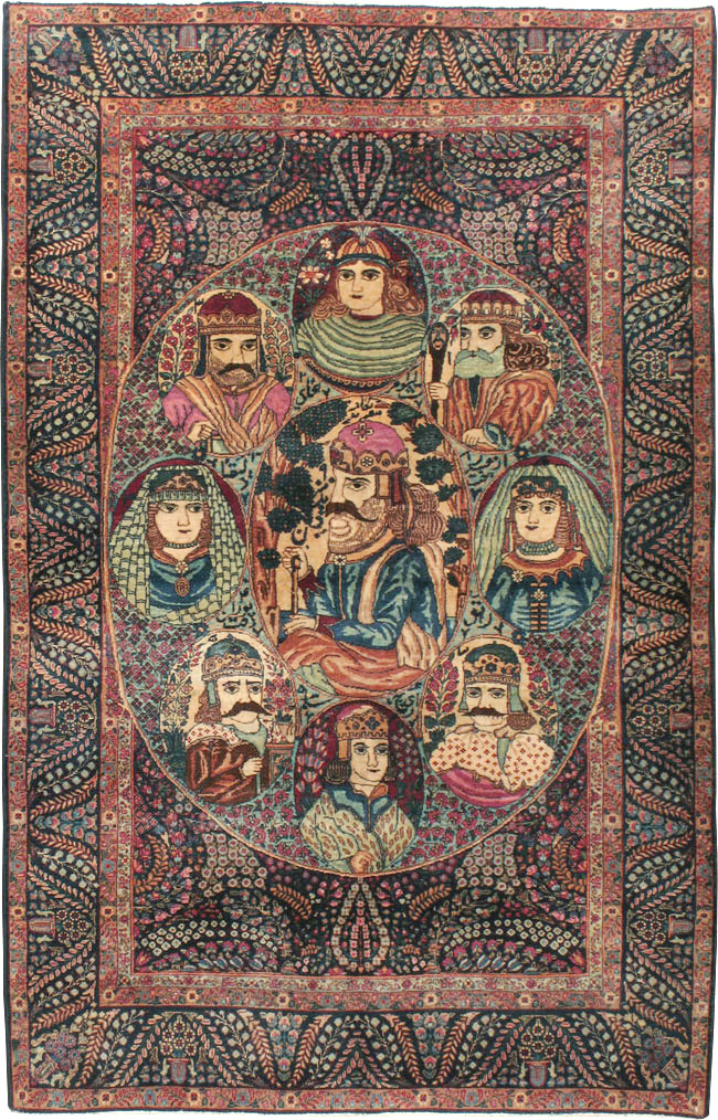 Antique Persian Kerman Pictorial Rug, No.12703 - Gss