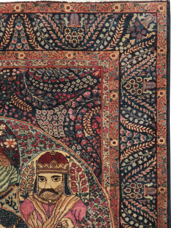 Antique Persian Kerman Pictorial Rug, No.12703 - Gss