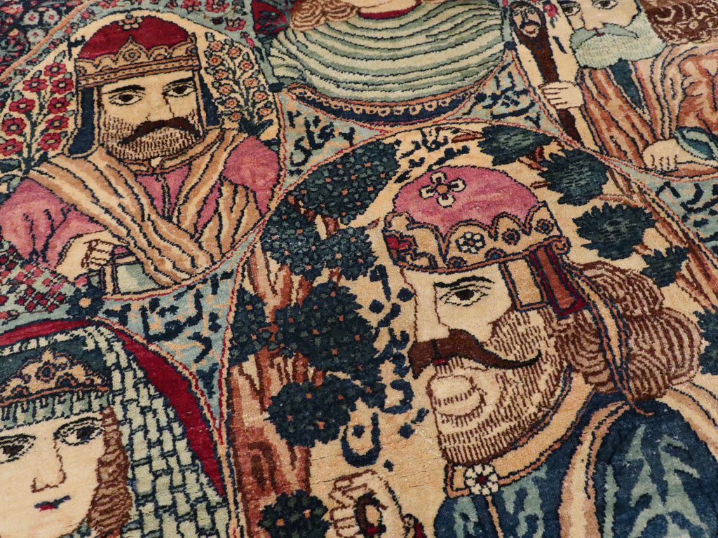 Antique Persian Kerman Pictorial Rug, No.12703 - Gss