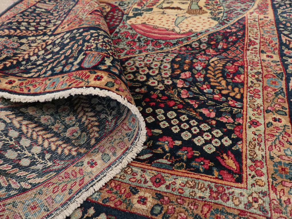 Antique Persian Kerman Pictorial Rug, No.12703 - Gss