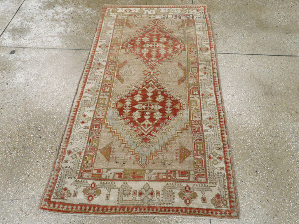 Vintage Persian Serab Throw Rug, No.12944 - Gss