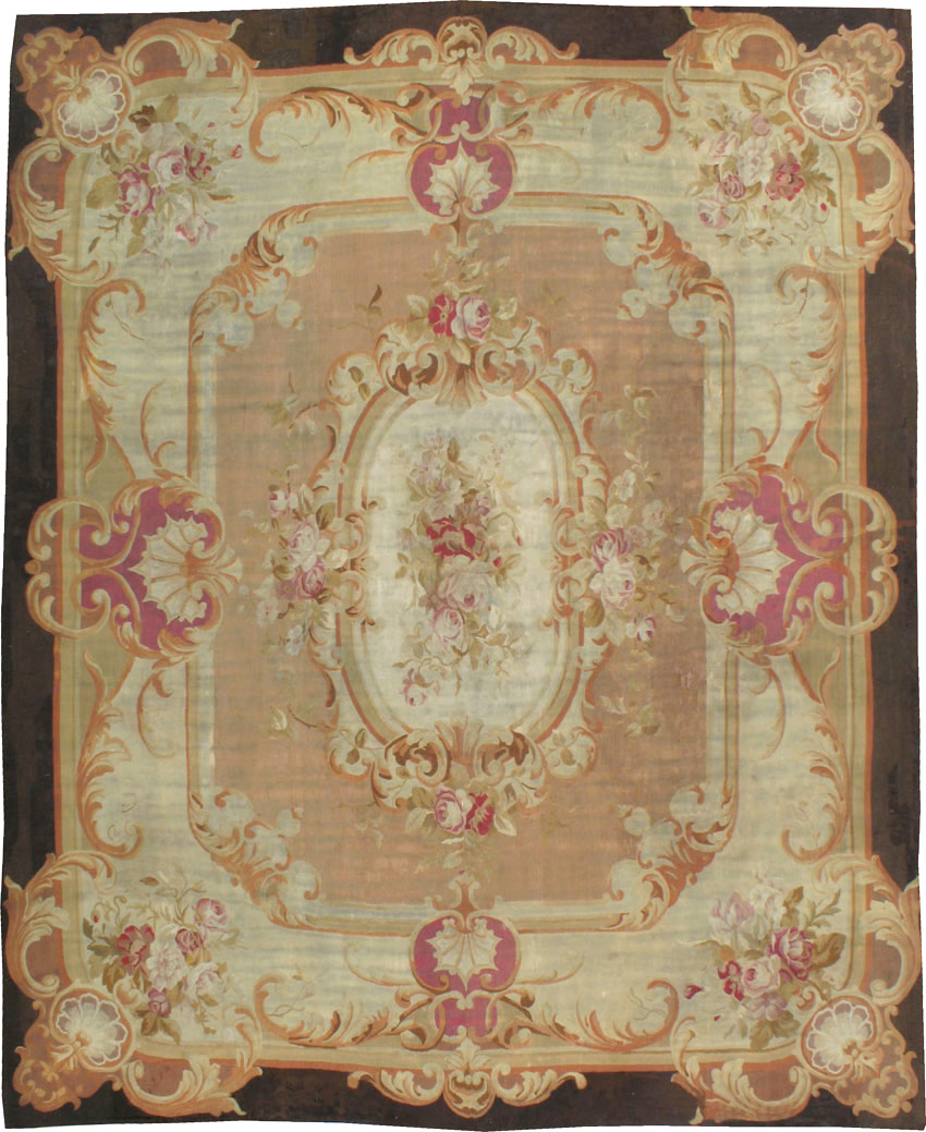 Antique French Aubusson Rug, No.13089 - Gss