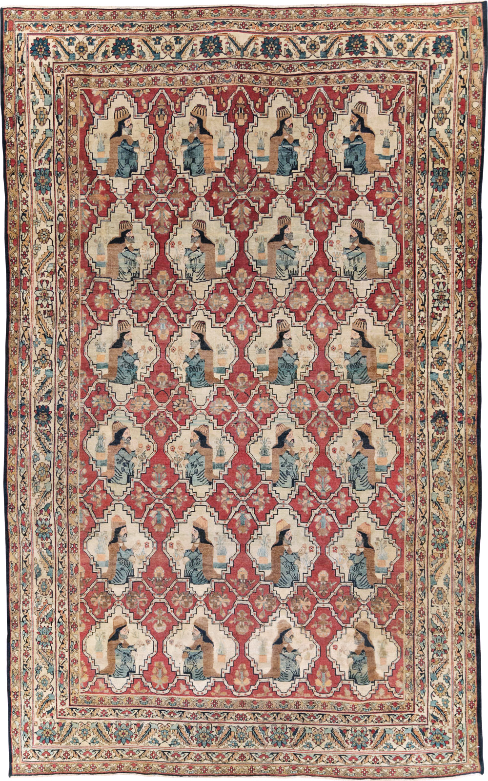 Antique Persian Pictorial Kerman Carpet, No.13204 - Gss