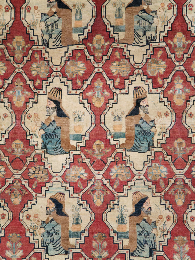 Antique Persian Pictorial Kerman Carpet, No.13204 - Gss