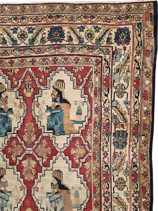 Antique Persian Pictorial Kerman Carpet, No.13204 - Gss