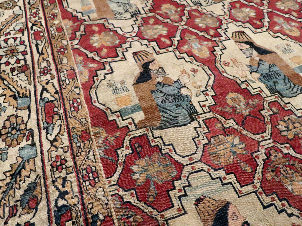 Antique Persian Pictorial Kerman Carpet, No.13204 - Gss