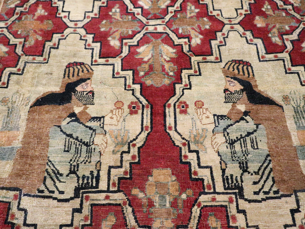 Antique Persian Pictorial Kerman Carpet, No.13204 - Gss