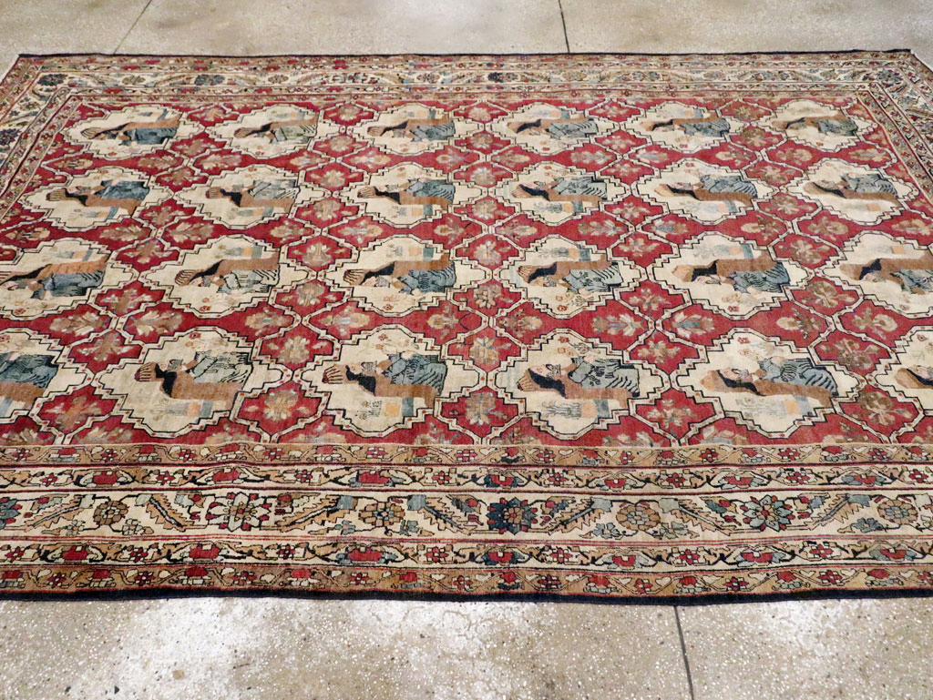 Antique Persian Pictorial Kerman Carpet, No.13204 - Gss