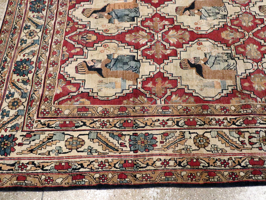 Antique Persian Pictorial Kerman Carpet, No.13204 - Gss