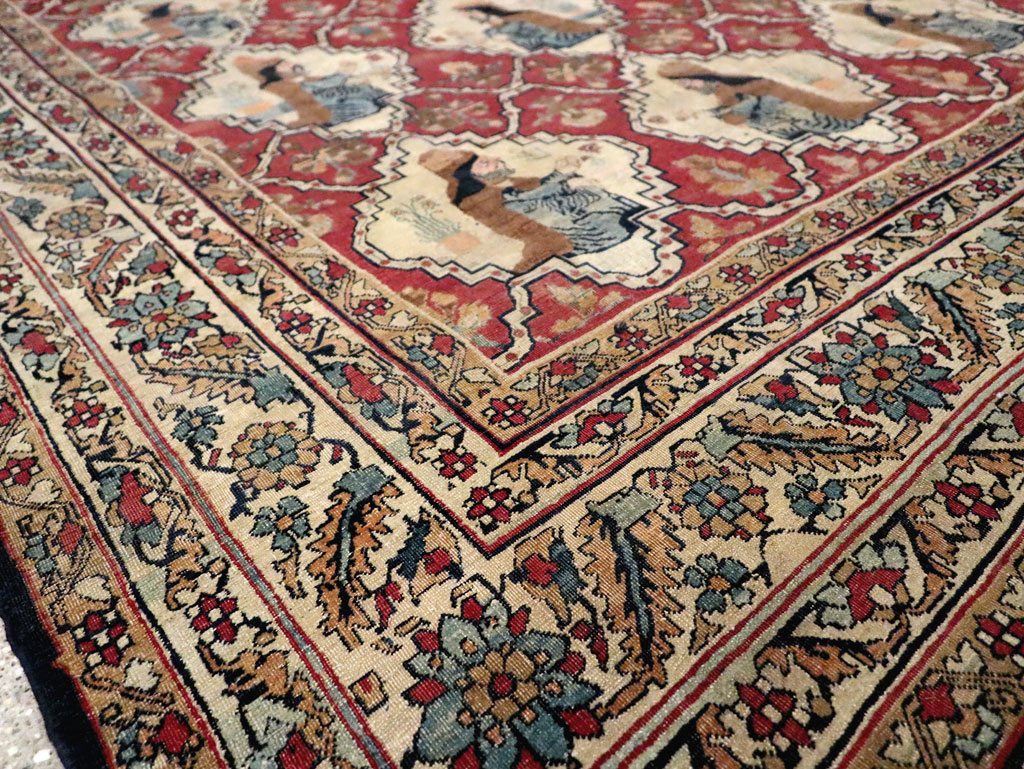 Antique Persian Pictorial Kerman Carpet, No.13204 - Gss